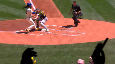 Oneil Cruz cuts down runner at plate after review