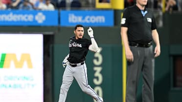 Javier Sanoja hits a two-run double after review