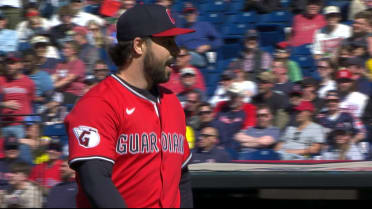 Austin Hedges fans Devers in the 9th