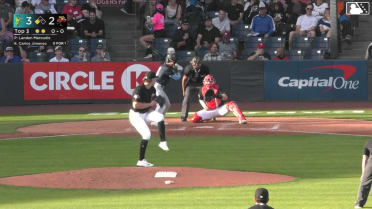 Carlos Jimenez singles on a line drive to right fielder Mathieu Vallee. Felnin Celesten scores.