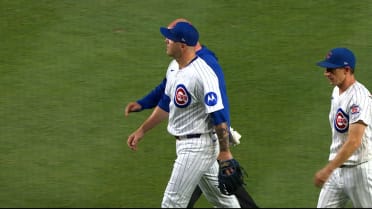 Jacob Webb exits game after liner strikes him