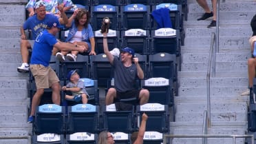 Fan makes impressive one-handed grab with glove