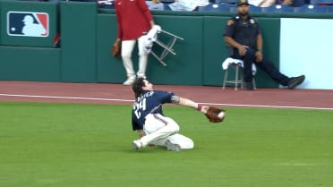 Chase DeLauter lays out for the catch