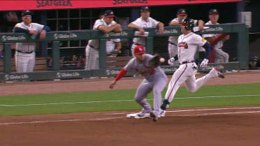 Austin Riley safe at first after challenge