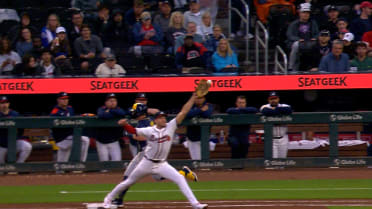 Andrew Vaughn safe at first after review