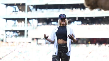 Trinity Rodman's ceremonial first pitch