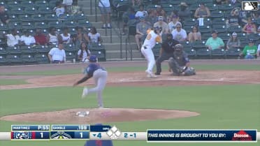 Sean Gamble homers (5) on a fly ball to right field.