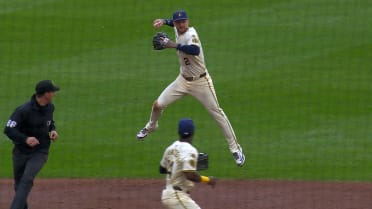 Brice Turang's jump throw