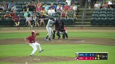Jansel Luis doubles (18) on a line drive to right fielder Jared Sundstrom. Alberto Barriga scores.