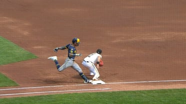 Joey Ortiz beats double play after review