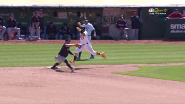 Shea Langeliers safe at first after challenge