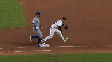 Josh Jung is safe at first after review