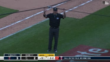 Foul ball stands after replay