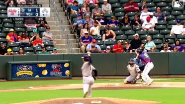 Kyle DeBarge doubles (12) on a sharp line drive to left fielder Albert Fabian. Kala'i Rosario scores.