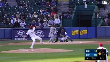 Cooper Ingle singles on a line drive to center fielder RJ Schreck. Nolan Jones scores.