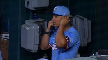 Josh Jung is safe at first after review