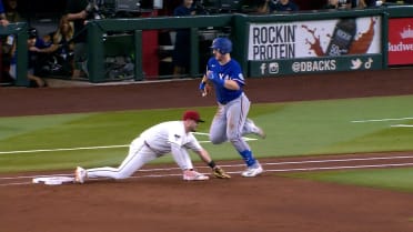 Danny Jansen out at first after manager's challenge