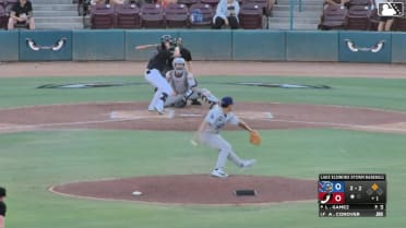 Alex Conover hits a ground-rule double (2) on a fly ball to left field. Joe Tiroly scores.
