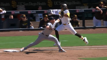 Fernando Tatis Jr. is safe at first after review