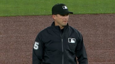Umpire gets struck by a deflected ground ball