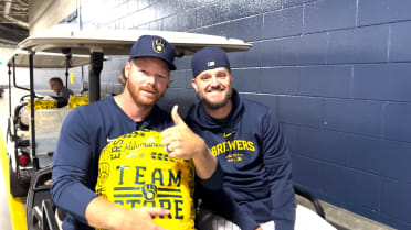 Brewers ride around giving out free gifts to fans