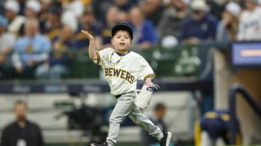 Four-year old Waylon Fletcher throws first pitch