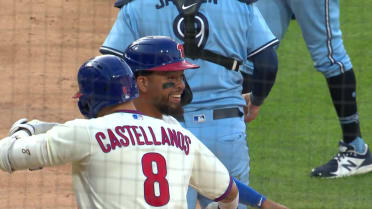 Sosa crosses the dish on an error