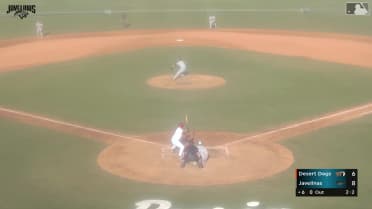 Carter Graham homers (1) on a fly ball to left field.