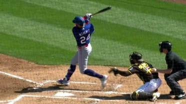 Brandon Nimmo's first spring hit as a Ranger