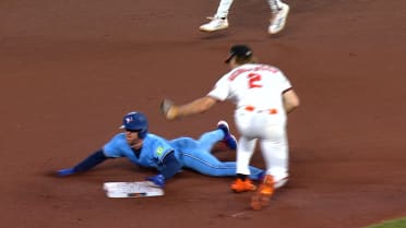 Miles Straw steals second base 