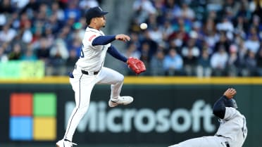 Leo Rivas turns an unassisted double play