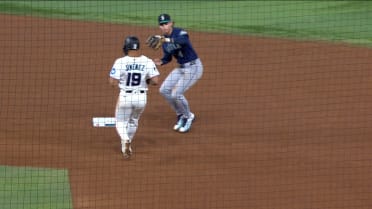 Leo Jiménez safe at second after review