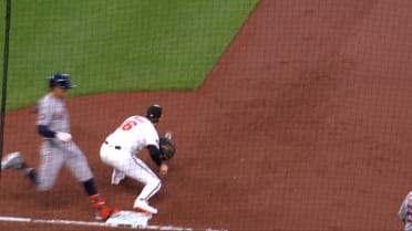 Mauricio Dubón is safe at first after review
