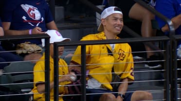 Fan is gifted a ball after being hit by Langford HR