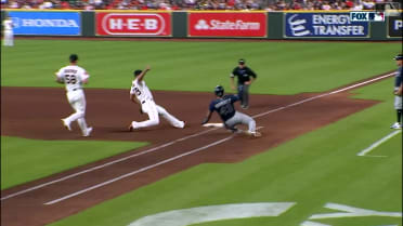 Abreu slides, tags first for out