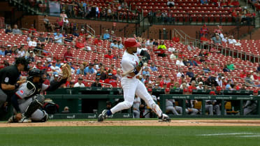 Iván Herrera hit by pitch review, resumes at-bat