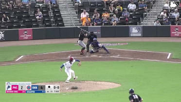 Brendan Jones singles on a sharp ground ball to center fielder Alex Ramírez. Jay Beshears scores.