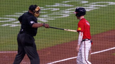 Laz Díaz has a sword fight with the Braves' ball boy