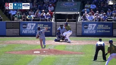 Angel Cepeda doubles (9) on a line drive to center fielder Yasser Mercedes. Leonel Espinoza scores.