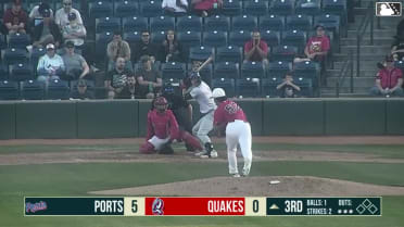 Gavin Turley homers (5) on a fly ball to left field.