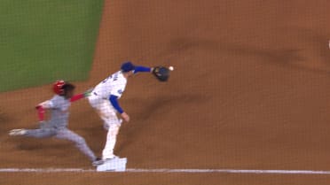 Carlos Jorge is safe at first after review