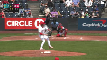 Jonny Farmelo triples (7) on a fly ball to center fielder Jake Casey. Jo Oyama scores.