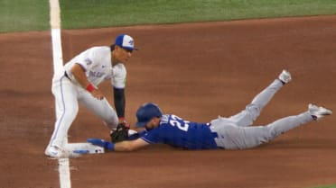 Kyle Tucker steals third after review