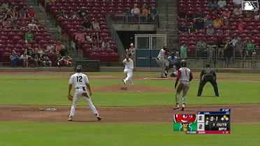 Kavares Tears doubles (8) on a fly ball to center fielder Brandon Winokur. Rosman Verdugo scores.