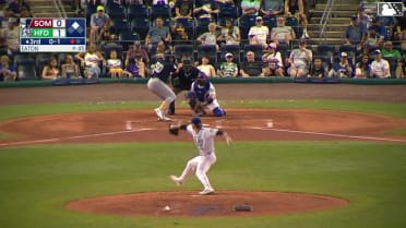 Omar Alfonzo singles on a sharp line drive to right fielder GJ Hill. Roderick Arias scores.