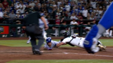 Corbin Carroll gets the out at home after review