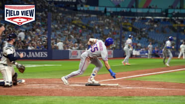 Field View: Morabito's first MLB hit clears the bases