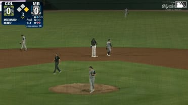 Juan Tomas steals his first base
