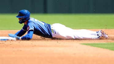 Bobby Witt Jr. swipes second base in the 3rd