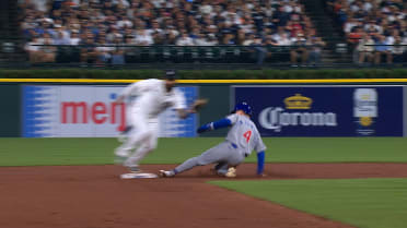 Pete Crow-Armstrong is out at second after review